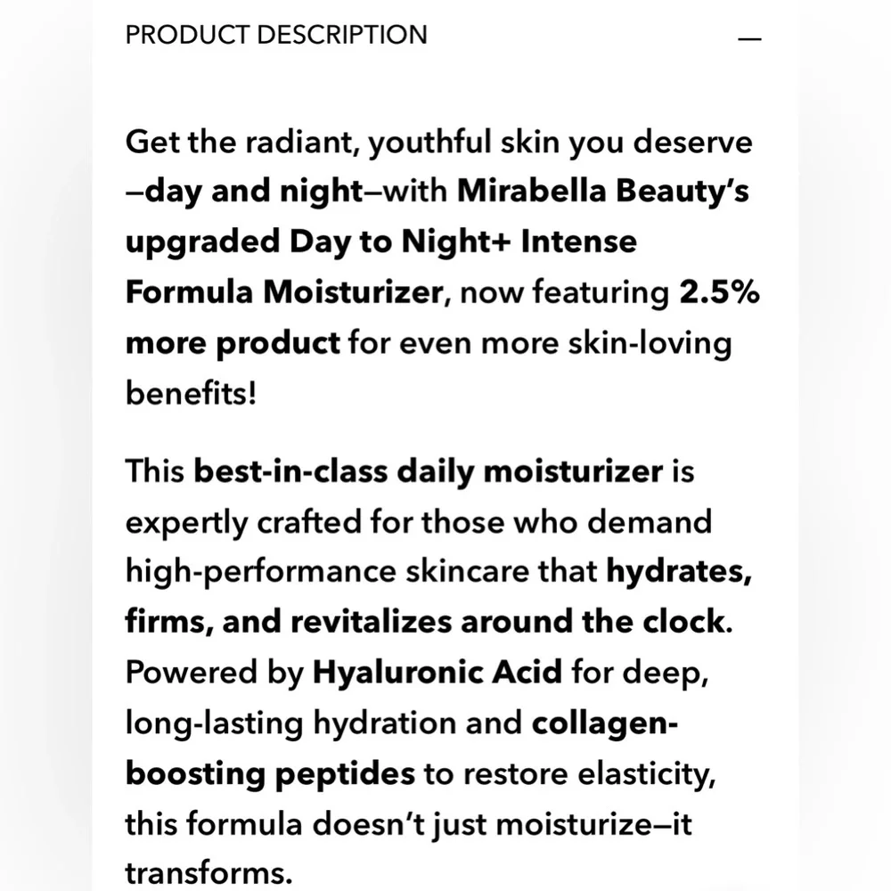 Mirabella Day To Night Intensive Moisturizer Brand New In Box 💯 Authentic! - Picture 7 of 14